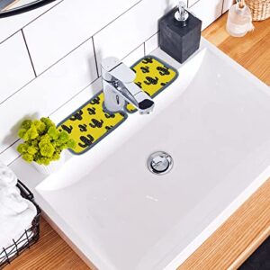 Kitchen Faucet Absorbent Mat 4 Pieces Black Cactus Yellow Faucet Sink Splash Guard Bathroom Counter and RV,Faucet Counter Sink Water Stains Preventer