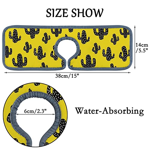 Kitchen Faucet Absorbent Mat 4 Pieces Black Cactus Yellow Faucet Sink Splash Guard Bathroom Counter and RV,Faucet Counter Sink Water Stains Preventer