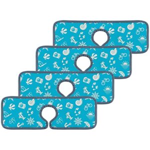 kitchen faucet absorbent mat 4 pieces summer symbols blue faucet sink splash guard bathroom counter and rv,faucet counter sink water stains preventer