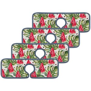 kitchen faucet absorbent mat 4 pieces summer watercolor watermelon slices faucet sink splash guard bathroom counter and rv,faucet counter sink water stains preventer
