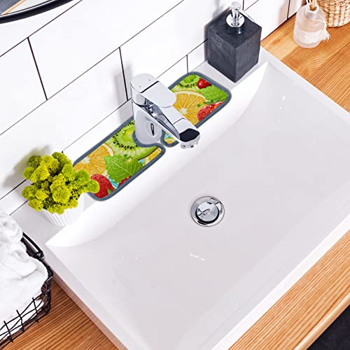 Kitchen Faucet Absorbent Mat 2 Pieces Summer Fruit Faucet Sink Splash Guard Bathroom Counter and RV,Faucet Counter Sink Water Stains Preventer