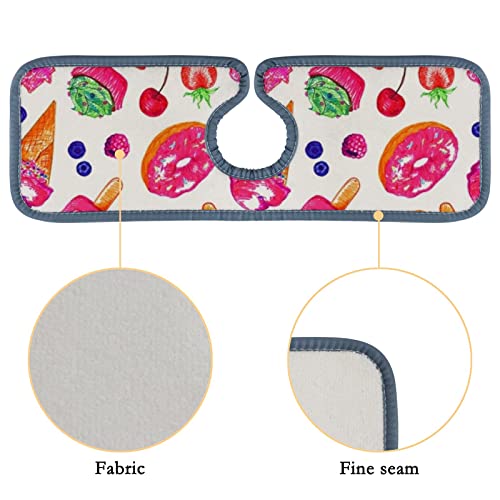 Kitchen Faucet Absorbent Mat 2 Pieces Ice Cream Fruits Faucet Sink Splash Guard Bathroom Counter and RV,Faucet Counter Sink Water Stains Preventer