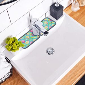 Kitchen Faucet Absorbent Mat 4 Pieces Pink Yellow Lemons Faucet Sink Splash Guard Bathroom Counter and RV,Faucet Counter Sink Water Stains Preventer