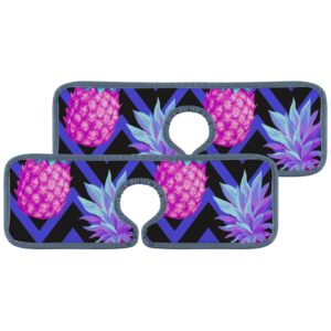 kitchen faucet absorbent mat 2 pieces colorful tropical pineapples faucet sink splash guard bathroom counter and rv,faucet counter sink water stains preventer