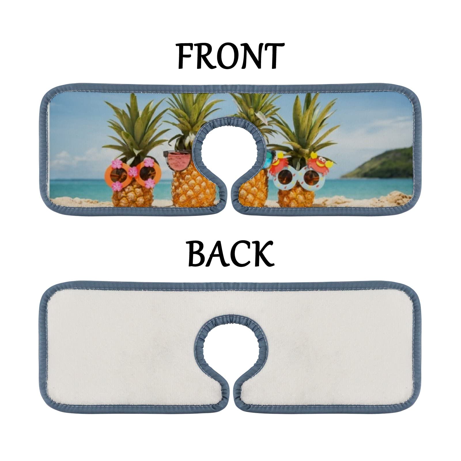 Kitchen Faucet Absorbent Mat 2 Pieces Tropical Beach Funny Pineapples Faucet Sink Splash Guard Bathroom Counter and RV,Faucet Counter Sink Water Stains Preventer