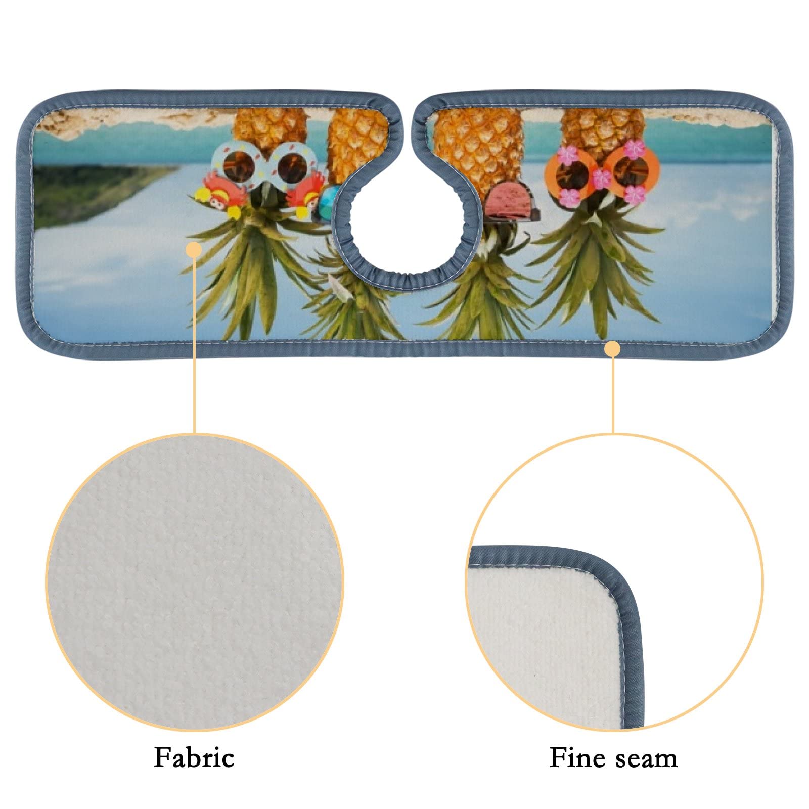 Kitchen Faucet Absorbent Mat 2 Pieces Tropical Beach Funny Pineapples Faucet Sink Splash Guard Bathroom Counter and RV,Faucet Counter Sink Water Stains Preventer