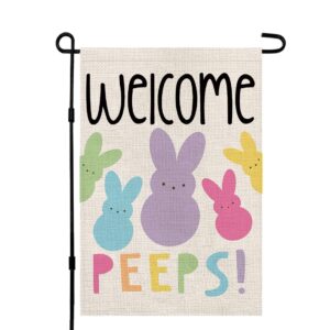 welcome easter garden flag double sided vertical 12×18 inch bunny banners spring yard outdoor farmhouse decoration df019