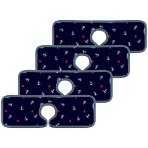 kitchen faucet absorbent mat 4 pieces cute anchors sailboat faucet sink splash guard bathroom counter and rv,faucet counter sink water stains preventer
