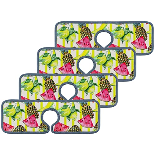 Kitchen Faucet Absorbent Mat 4 Pieces Watermelon Lemon Pineapples Striped Faucet Sink Splash Guard Bathroom Counter and RV,Faucet Counter Sink Water Stains Preventer