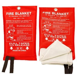 Jdox Fire Blankets 2 Pack, Fiberglass Suppression Emergency Fire Blanket, Emergency Survival Safety Cover for Home, Kitchen, Car & Office (39.3 inch)