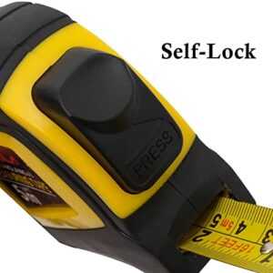 Auto-Lock Measuring Tape, 16-Feet (5M) Dual Side Retractable Tape Measure, Inch/Metric Scale, MID Accuracy, for Electricians, Carpenter, Surveyors and Engineers, with Rubber Protective Casing