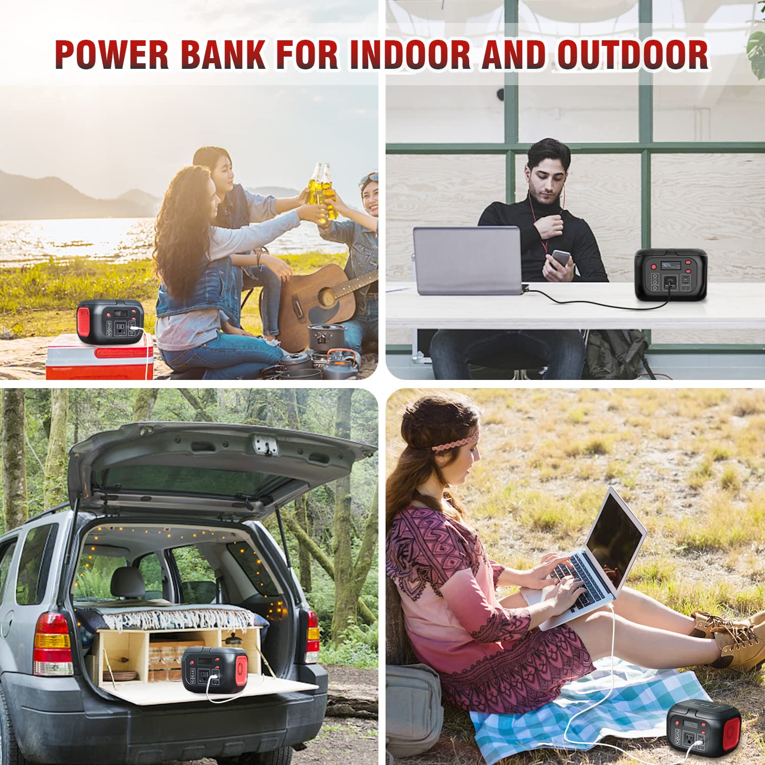 SinKeu Portable Power Bank with AC Outlet 110V/200W, 155Wh Power Station with Fast Wireless Charger, 7 Outputs Backup Lithium Battery for Outdoor Camping Home Emergency