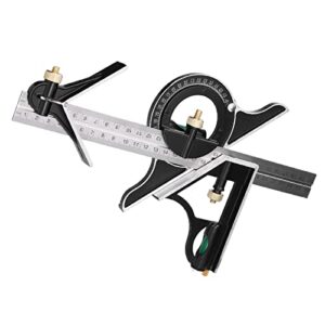 lajs stainless steel t square ruler, adjustable sliding combination square ruler & protractor level measure measuring tool, combination square set, combo square ruler for woodworking