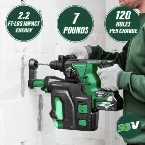 Metabo HPT 36V MultiVolt™ Cordless Rotary Hammer Drill (Tool Only - No Battery) | SDS Plus | 1-1/8-Inch | Reactive Force Control | 3 Modes | Optional AC Adapter | DH36DPAQ4