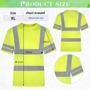 Coume 6 Packs XL Size High Visibility Safety Shirts Reflective T Shirt Yellow Breathable Unisex Safety Workwear