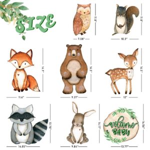 Woodland Baby Shower Yard Sign Set of 8 Gender Neutral Forest Welcome Baby Yard Signs with Stakes for Jungle Animal Indoor Outdoor Lawn Birthday Party Decorations