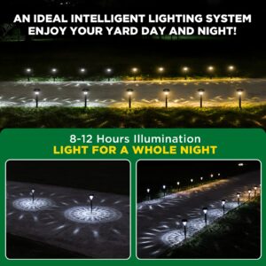 HNES Super Bright 2 in 1 Solar Lights Outdoor Waterproof, Up to 12H Dusk to Dawn Garden Lights Solar Powered Auto On/Off, 10 Pack LED Solar Pathway Lights Decorative for Yard, Landscape, Walkway