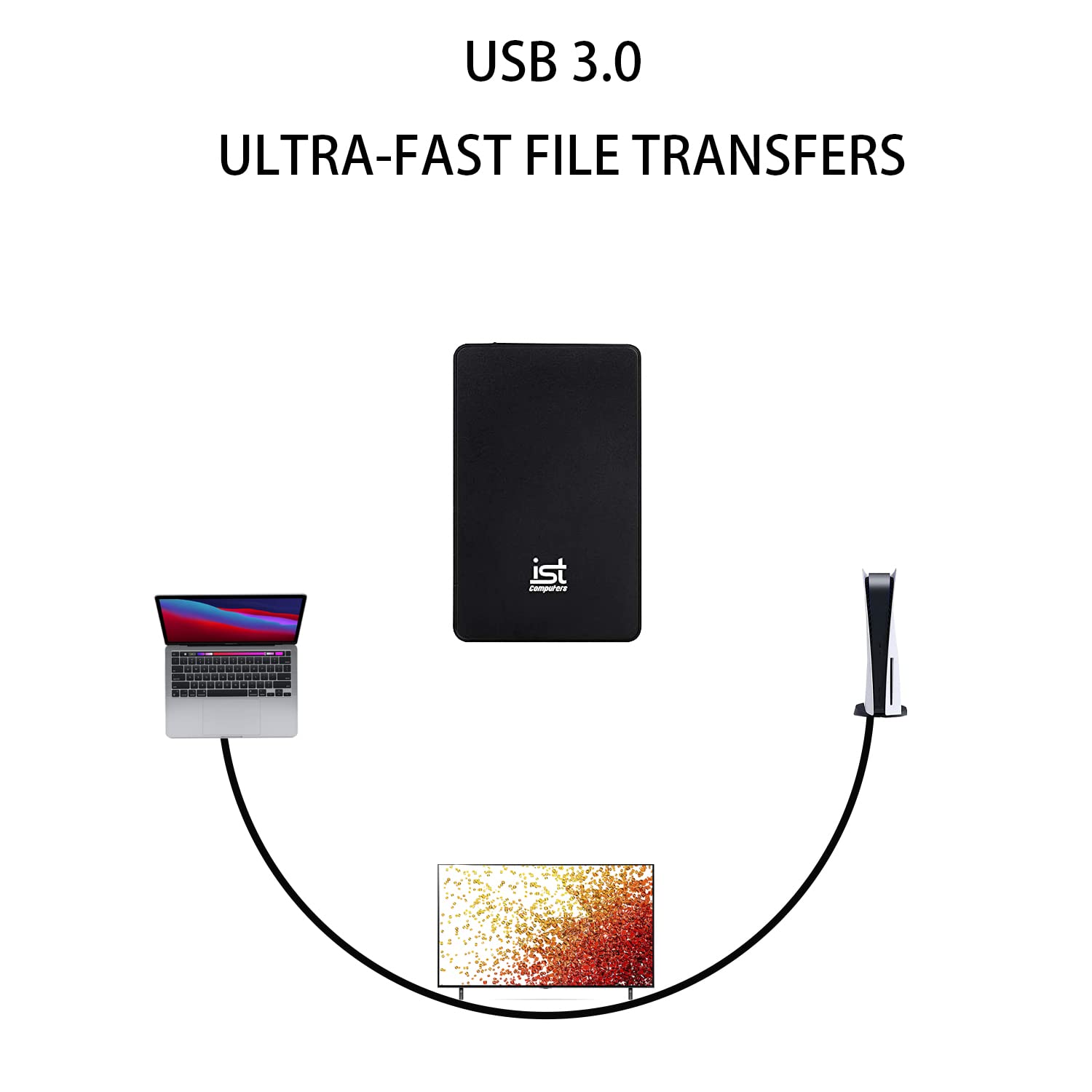 Ultra Slim 1TB Portable External Hard Drive, USB 3.0, Black, for Mac and PC Computer Desktop Workstation PC Laptop Playstation, Xbox One, PS4, PS5 (Black, 1TB)