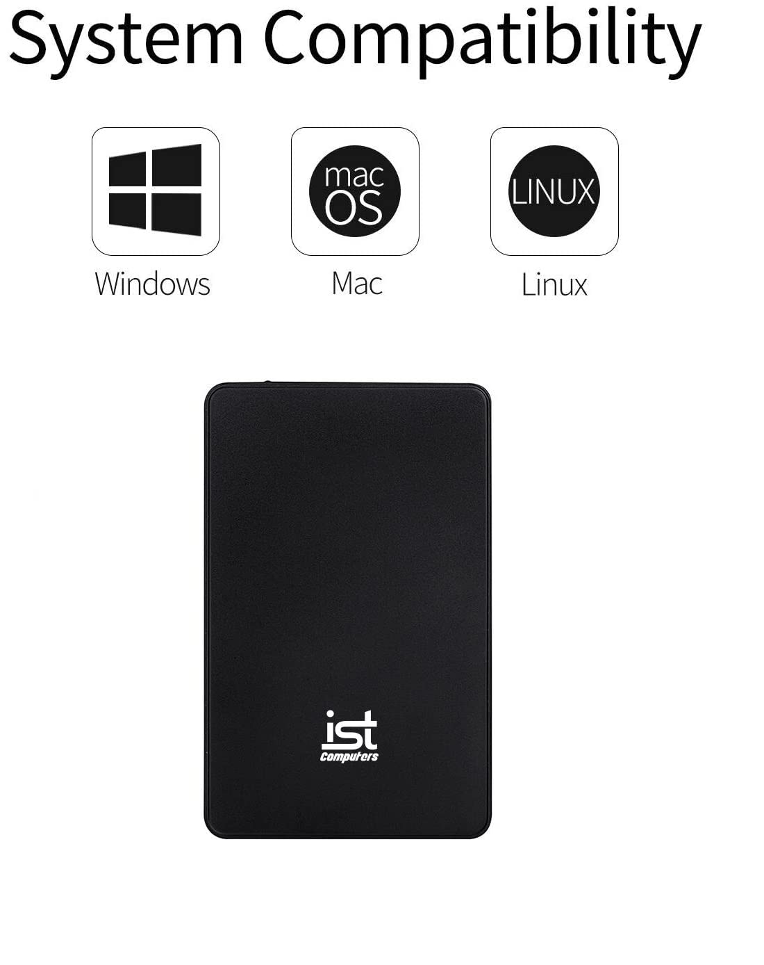 Ultra Slim 1TB Portable External Hard Drive, USB 3.0, Black, for Mac and PC Computer Desktop Workstation PC Laptop Playstation, Xbox One, PS4, PS5 (Black, 1TB)