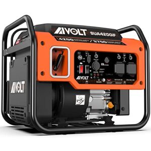 aivolt 4200 watt open frame quiet inverter generator - gas powered portable generator with co sensor for home camping rv ready, 50 state approved