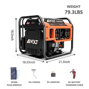 AIVOLT 4200 Watt Open Frame Quiet Inverter Generator - Gas Powered Portable Generator with CO Sensor for Home Camping RV Ready, 50 State Approved