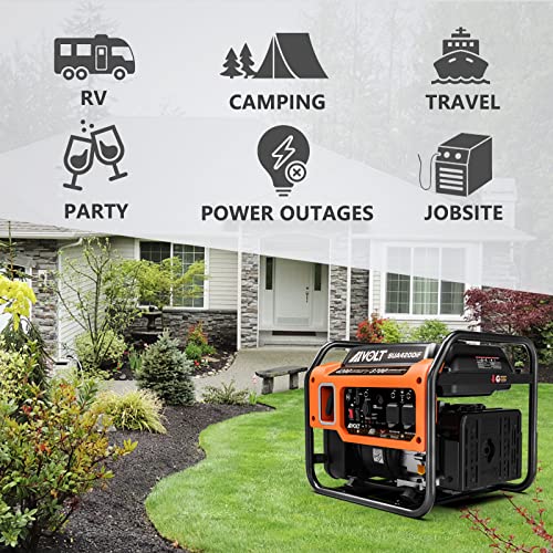 AIVOLT 4200 Watt Open Frame Quiet Inverter Generator - Gas Powered Portable Generator with CO Sensor for Home Camping RV Ready, 50 State Approved