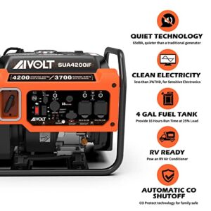 AIVOLT 4200 Watt Open Frame Quiet Inverter Generator - Gas Powered Portable Generator with CO Sensor for Home Camping RV Ready, 50 State Approved