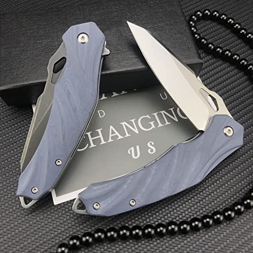 HUAAO 8.1’’ Folding Pocket Knife, 3.4’’ D2 Steel Blade and G10 Handle, Pocket Knife with Clip, Flipper, Liner Lock, for Camping Hiking Outdoor (Black)