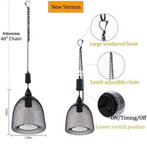 Battery Operated Hanging Light with 6 Hours Timer, Outdoor Indoor Decorative Lantern Chandelier Pendent Haning Metal Black Hanging Lamp for Patio Bar Yard Garden Porch Home…