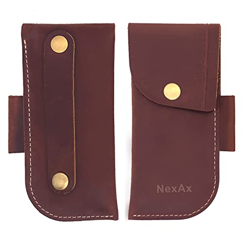 Leather Pocket Knife Sheath, Belt Leather Sheath for Folding Knife (Dark Brown)