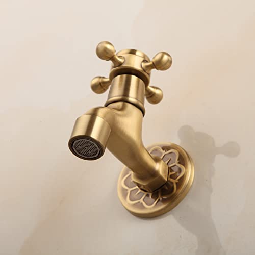 Antique Brass Outdoor Garden Faucet Bathroom Wall Mount Water Decorative Hose Single Cold Tap NPT 1/2 inch Connection Spigot