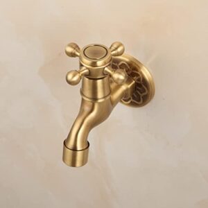 Antique Brass Outdoor Garden Faucet Bathroom Wall Mount Water Decorative Hose Single Cold Tap NPT 1/2 inch Connection Spigot