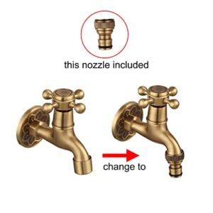 Antique Brass Outdoor Garden Faucet Bathroom Wall Mount Water Decorative Hose Single Cold Tap NPT 1/2 inch Connection Spigot