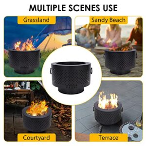 Smokeless Fire Pits for Outside with Portable Carrying Storage Bag, 13x8.7 Inch Low Smoke Camping Stove, Portable Firepits Outdoor Wood Burning for Bonfire Picnic Backyard Cooking on Beach, Black, S