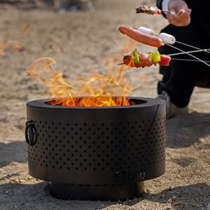 Smokeless Fire Pits for Outside with Portable Carrying Storage Bag, 13x8.7 Inch Low Smoke Camping Stove, Portable Firepits Outdoor Wood Burning for Bonfire Picnic Backyard Cooking on Beach, Black, S