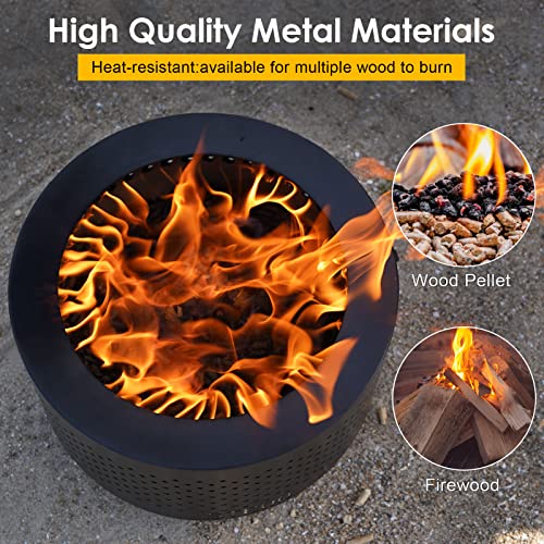 Smokeless Fire Pits for Outside with Portable Carrying Storage Bag, 13x8.7 Inch Low Smoke Camping Stove, Portable Firepits Outdoor Wood Burning for Bonfire Picnic Backyard Cooking on Beach, Black, S