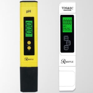 rooyle ph meter and tds meter combo. digital ph meter and tds meter with ±0.01 ph and ±2% accuracy for water quality, blacklight.