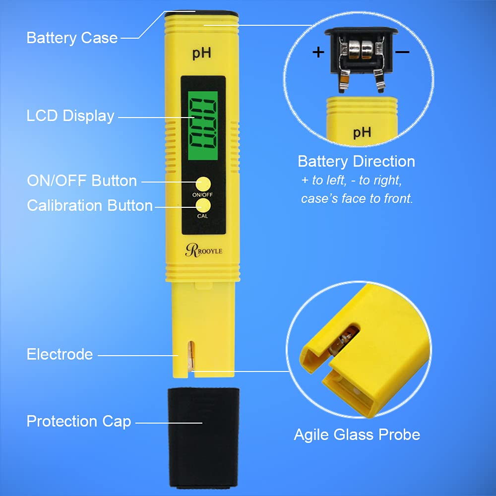 ROOYLE PH Meter and TDS Meter Combo. Digital PH Meter and TDS Meter with ±0.01 pH and ±2% Accuracy for Water Quality, Blacklight.