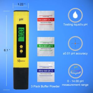 ROOYLE PH Meter and TDS Meter Combo. Digital PH Meter and TDS Meter with ±0.01 pH and ±2% Accuracy for Water Quality, Blacklight.