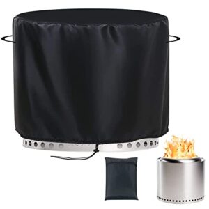 fire pit cover for solo stove yukon: 27"d x 18"h outdoor round firepit waterproof cover for solo stove yukon accessories outside fireplace grill cover heavy duty circle fire column tarp