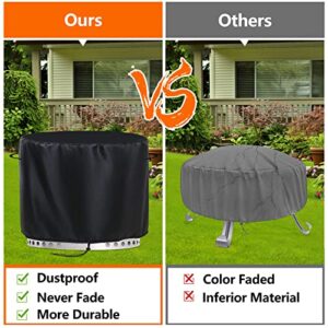 Fire Pit Cover For Solo Stove Yukon: 27"D x 18"H Outdoor Round Firepit Waterproof Cover For Solo Stove Yukon Accessories Outside Fireplace Grill Cover Heavy Duty Circle Fire Column Tarp