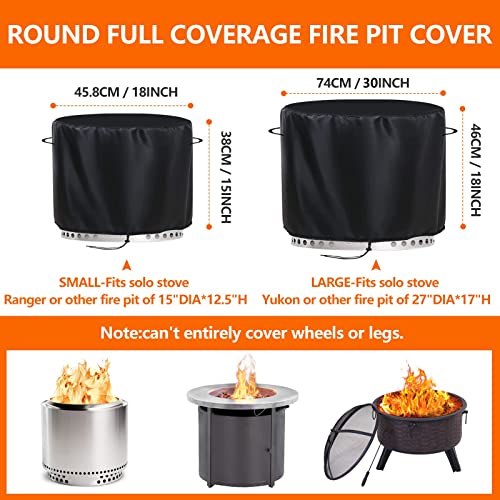 Fire Pit Cover For Solo Stove Yukon: 27"D x 18"H Outdoor Round Firepit Waterproof Cover For Solo Stove Yukon Accessories Outside Fireplace Grill Cover Heavy Duty Circle Fire Column Tarp