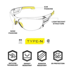 Mechanix Wear: Vision Type-N Safety Glasses with Advanced Anti Fog, Scratch Resistant, Rimless Lens, Protective Eyewear, One Size Fits All, For Outdoor Use (Smoke Lens)
