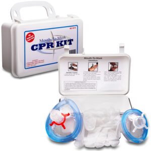 novamedic first aid cpr mask kit for adult, child and infant, 8.3”x5”x”3.1”, detachable single valve pocket resuscitator with hard case, wall mount and vinyl gloves