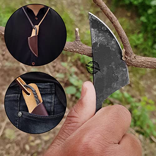 Hand Forged Celtic Knife / Mini Neck Knife - 4.65 Inches Celtic Knife / Mini Neck Knife With Sheath, High Carbon Steel Celtic Knife / Mini Neck Knife, Viking Gift Knife