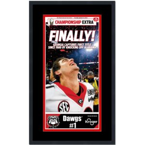 framed the atlanta journal constitution georgia bulldogs 2021 ncaa national champions 17x27 newspaper cover photo professionally matted v2