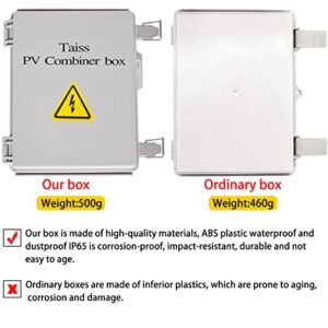 Taiss 4 String PV Combiner Box Solar Combiner Box with 63A Circuit Breaker and 15A Rated Current Fuse & Lightning Arreste Solar Connectors,IP65 Waterproof for On/Off Grid Solar Panel System