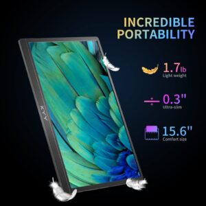 4K Portable Monitor - KYY 15.6'' 3840x2160 UHD USB-C Monitor, 100% Adobe RGB, 400cd/㎡, IPS Computer Gaming Display HDR Travel Monitor w/Speakers & Smart Cover for Laptop Xbox PS5 Switch PC Phone