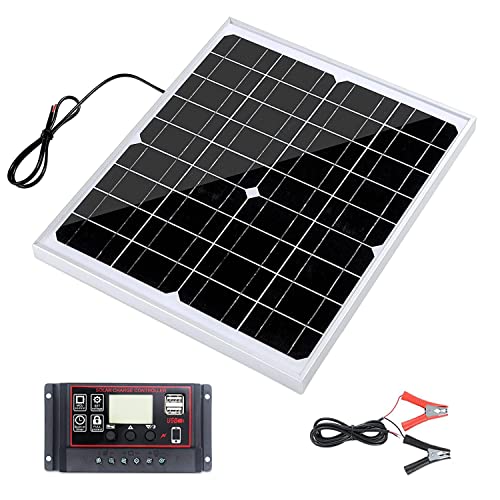 Yenergy 20 Watts 12V Solar Panel Solar Battery Charger & Maintainer 20W Mono Solar Panels Kit for RV Boat Marine Car with 10A Waterproof Solar Panel Charge Controller and Extension Cable