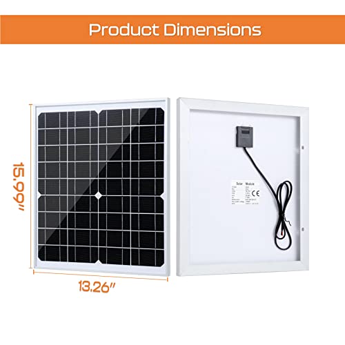 Yenergy 20 Watts 12V Solar Panel Solar Battery Charger & Maintainer 20W Mono Solar Panels Kit for RV Boat Marine Car with 10A Waterproof Solar Panel Charge Controller and Extension Cable